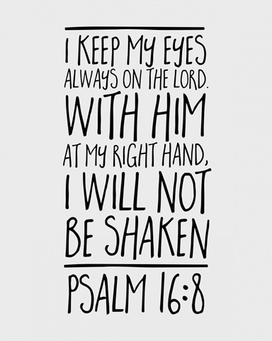Psalm 16:8 - Scripture Art in Black and White