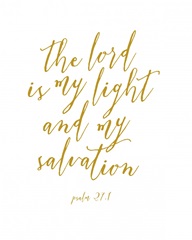Psalm 27:1 - Scripture Art in Gold and White