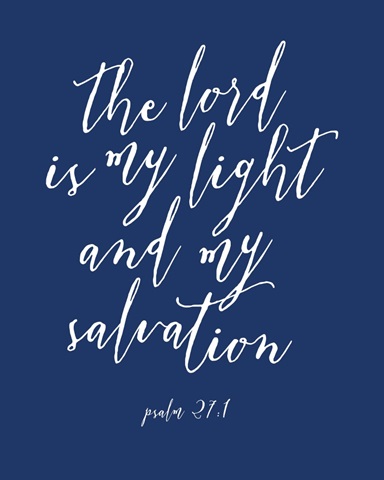 Psalm 27:1 - Scripture Art in White and Navy