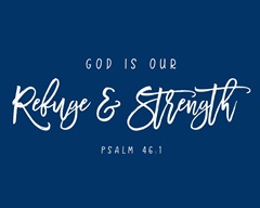 Psalm 46:1 - Scripture Art in White and Navy