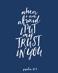 Psalm 56:3 - Scripture Art in White and Navy
