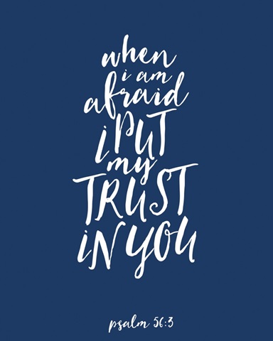 Psalm 56:3 - Scripture Art in White and Navy