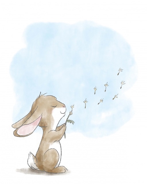 Little Bunny Blowing Dandelions