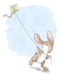 Little Bunny Flying a Kite