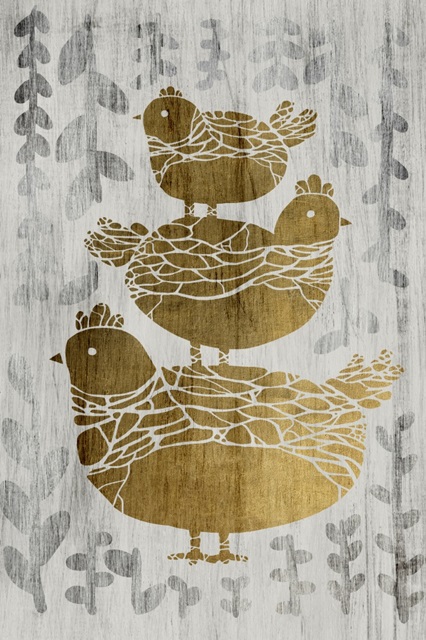 Three French Hens - Gold Leaf Holiday