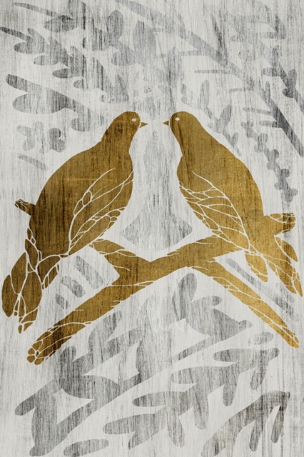 Two Turtle Doves - Gold Leaf Holiday