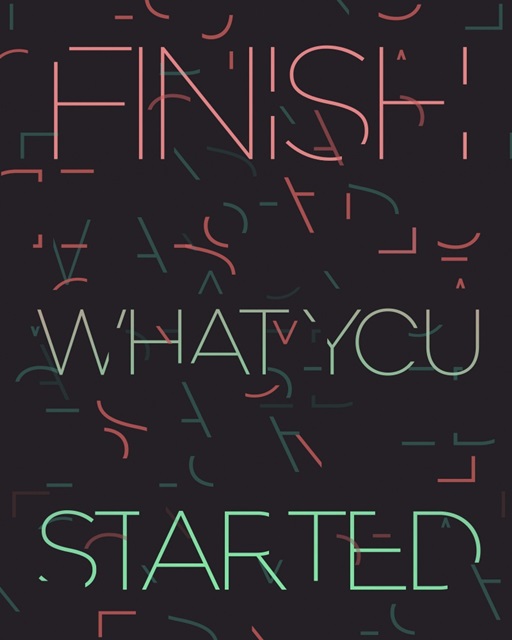 Finish What You Started - Neon Motivational Typography