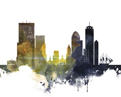 Boston Watercolor Cityscape II