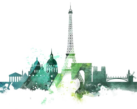 Paris Watercolor Cityscape II