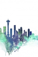 Seattle Watercolor Cityscape
