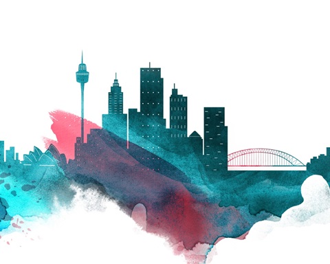 Sydney Watercolor Cityscape II