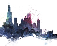 Chicago Watercolor Cityscape II