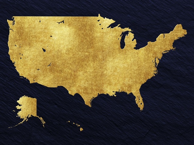 Gold Foil US Map
