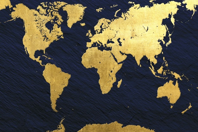 Gold Foil World Map