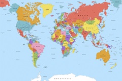World Map - Color, Classic Text