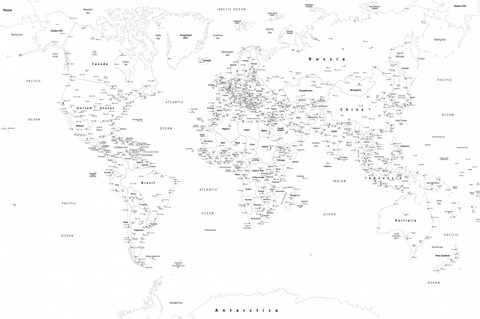 World Map - Outlines, Modern Text