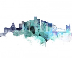 Denver Watercolor Cityscape II