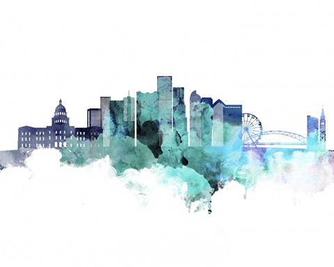 Denver Watercolor Cityscape II