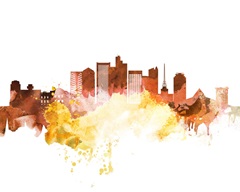 Phoenix Watercolor Cityscape II