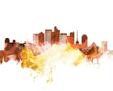 Phoenix Watercolor Cityscape II