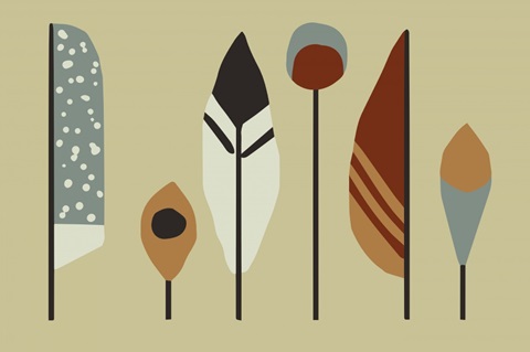 Mid Century - Feathers - Brown