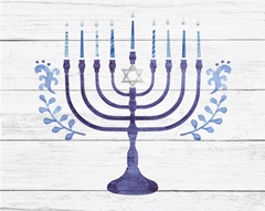 Hanukkah Menorah on barnwood