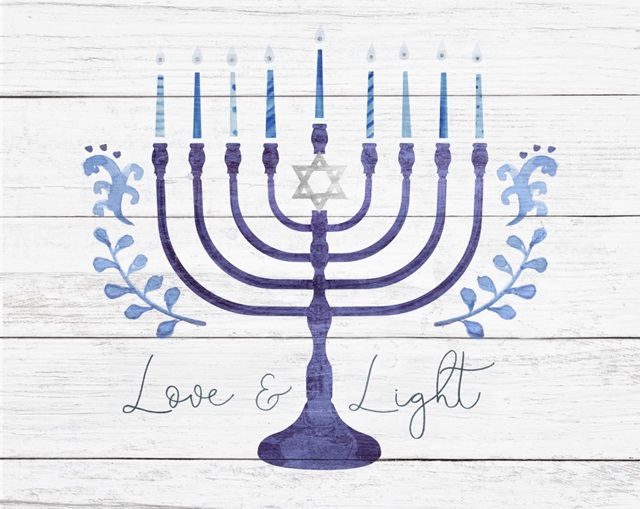 Love and Light Menorah on barnwood