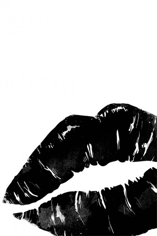 Lips - Black Watercolor