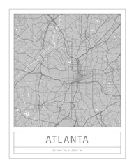Gray Minimal City Map Of Atlanta