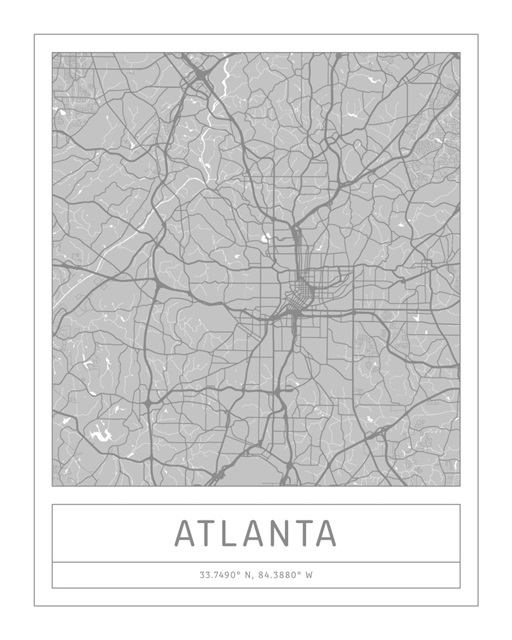 Gray Minimal City Map Of Atlanta