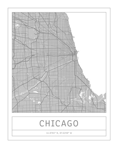 Gray Minimal City Map Of Chicago