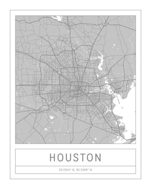 Gray Minimal City Map Of Houston