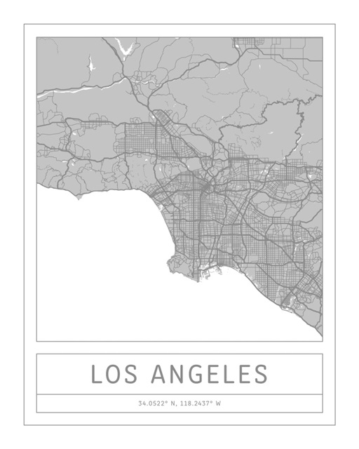 Gray Minimal City Map Of Los Angeles