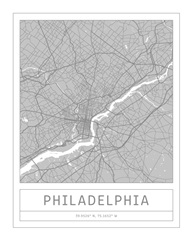Gray Minimal City Map Of Philadelphia