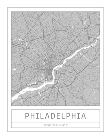 Gray Minimal City Map Of Philadelphia