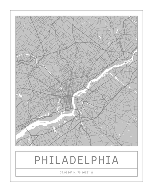 Gray Minimal City Map Of Philadelphia