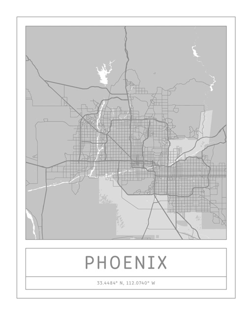 Gray Minimal City Map Of Phoenix