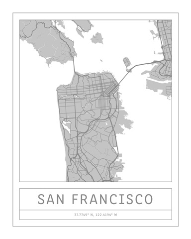 Gray Minimal City Map Of San Francisco