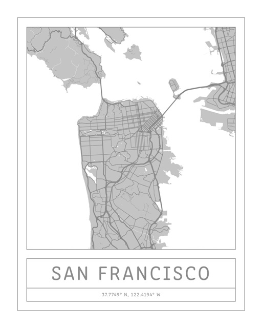 Gray Minimal City Map Of San Francisco