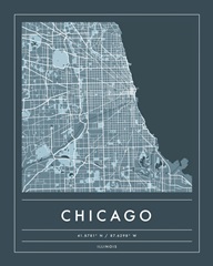 Navy Minimal City Map Of Chicago