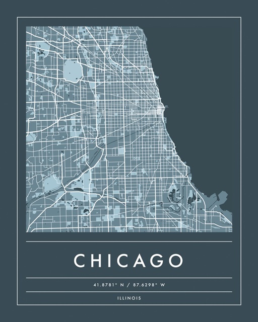 Navy Minimal City Map Of Chicago