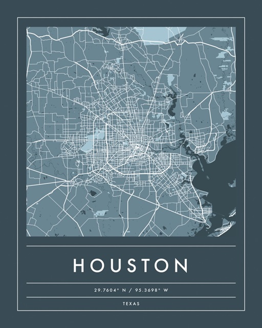 Navy Minimal City Map Of Houston