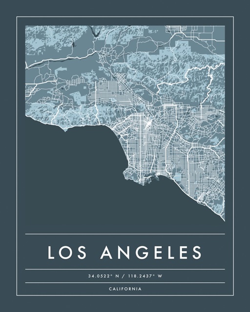 Navy Minimal City Map Of Los Angeles