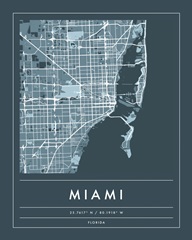 Navy Minimal City Map Of Miami