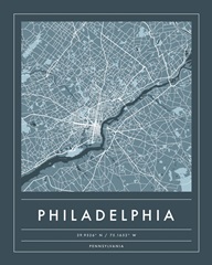 Navy Minimal City Map Of Philadelphia