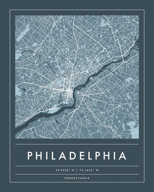 Navy Minimal City Map Of Philadelphia