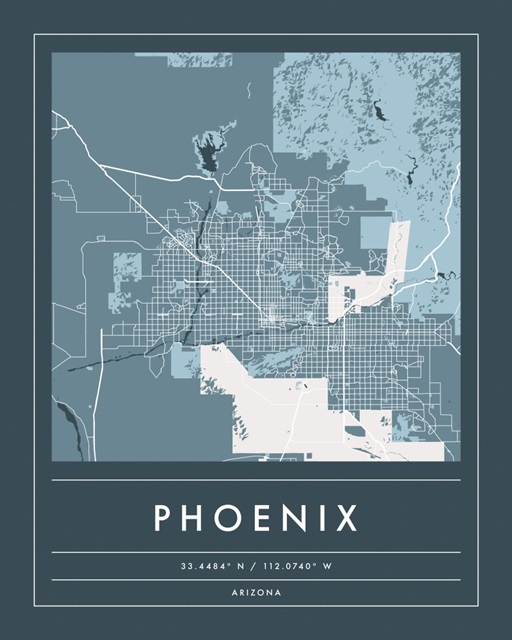 Navy Minimal City Map Of Phoenix