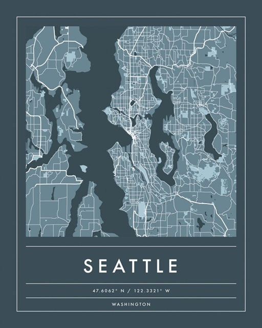 Navy Minimal City Map Of Seattle