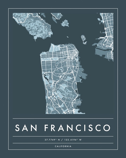 Navy Minimal City Map Of San Francisco