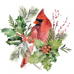 Cardinal Holly Christmas Collection C